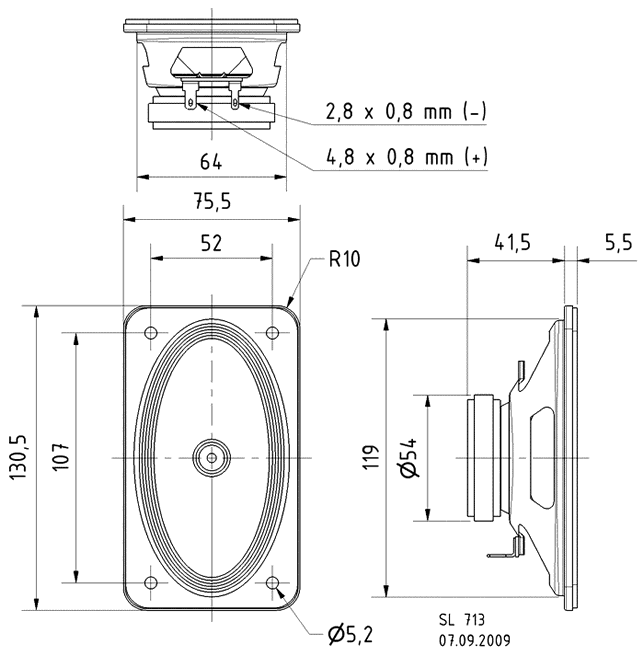 Loudspeaker Driver Dimensions and Measurements - all dimensions in mm (approx.)