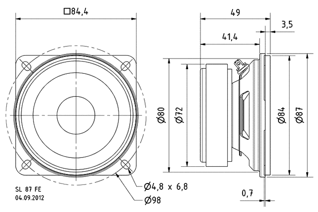 Loudspeaker Driver Dimensions and Measurements - all dimensions in mm (approx.)