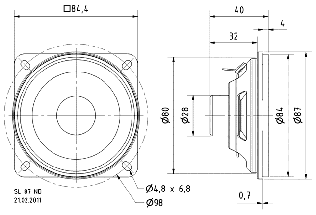 Loudspeaker Driver Dimensions and Measurements - all dimensions in mm (approx.)