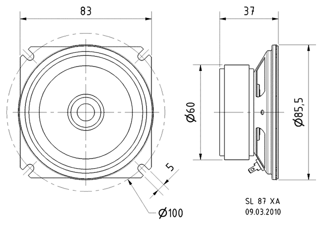 Loudspeaker Driver Dimensions and Measurements - all dimensions in mm (approx.)