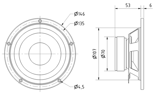 Loudspeaker Driver Dimensions and Measurements - all dimensions in mm (approx.)