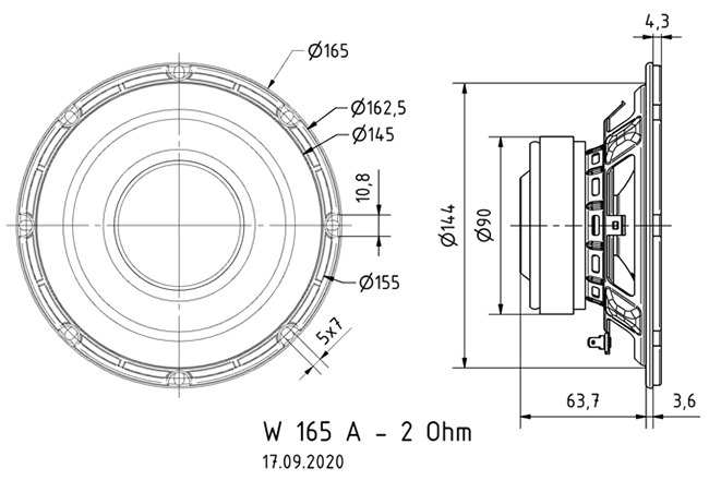 Loudspeaker Driver Dimensions and Measurements - all dimensions in mm (approx.)