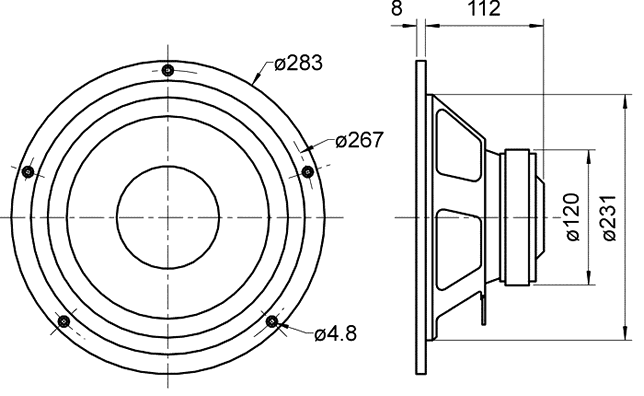 Loudspeaker Driver Dimensions and Measurements - all dimensions in mm (approx.)