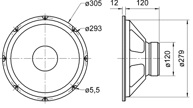 Loudspeaker Driver Dimensions and Measurements - all dimensions in mm (approx.)