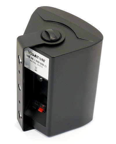 Visaton WB10 - 100V / 8 Ohm 2-Way Compact Speaker Black - rear view.