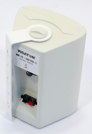 Visaton WB10 - 100V / 8 Ohm 2-Way Compact Speaker White - rear view.