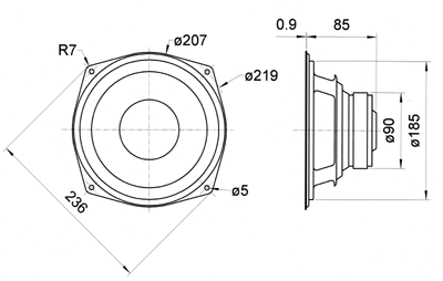 Loudspeaker Driver Dimensions and Measurements - all dimensions in mm (approx.)