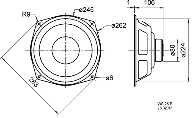 Loudspeaker Driver Dimensions and Measurements - all dimensions in mm (approx.)