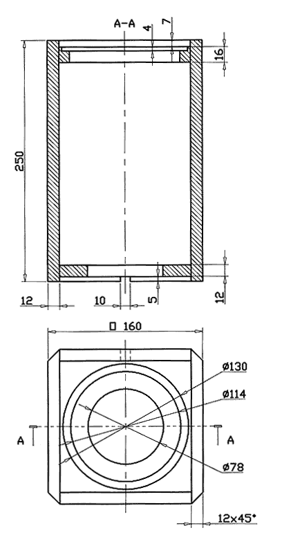 Loudspeaker Box Construction Diagram - all dimensions in mm.