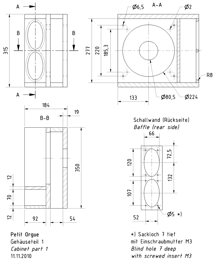 Petit Orgue Speaker Kit dimensions