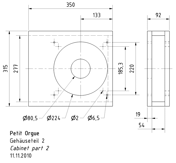 Petit Orgue Speaker Kit Visaton Dimensions