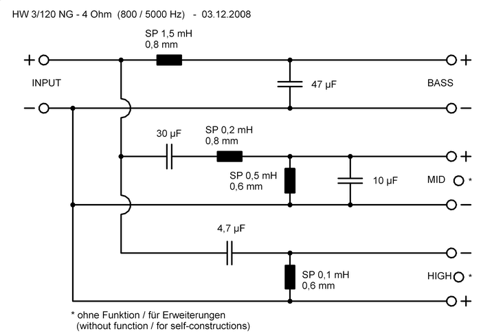 Crossover circuit diagram.