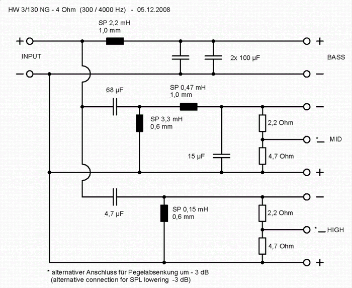 Crossover circuit diagram.