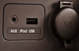 Examples of 3.5mm audio inputs and USB car connectors. 