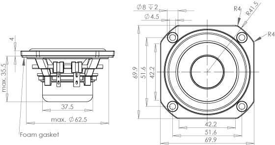 Loudspeaker Driver Dimensions and Measurements - all dimensions in mm (approx.)