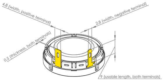Loudspeaker Driver Terminal Dimensions and Measurements - all dimensions in mm (approx.)