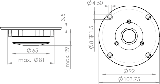 Loudspeaker Driver Dimensions and Measurements - all dimensions in mm (approx.)