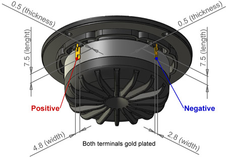 Loudspeaker Driver Terminal Dimensions and Measurements - all dimensions in mm (approx.)