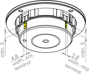 Loudspeaker Driver Terminal Dimensions and Measurements - all dimensions in mm (approx.)