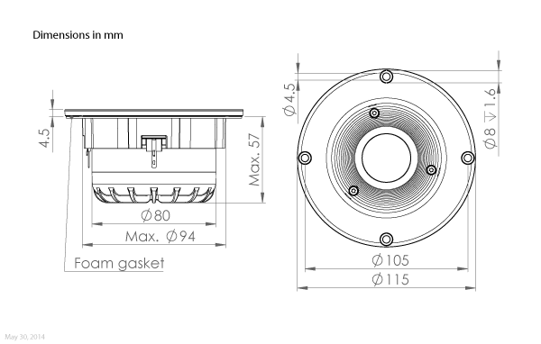 Loudspeaker Driver Dimensions and Measurements - all dimensions in mm (approx.)