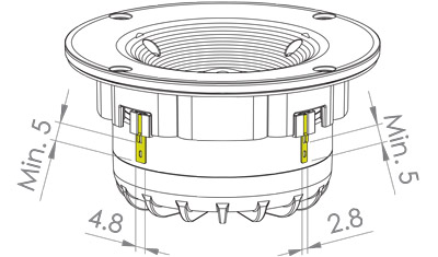 Loudspeaker Driver Terminal Dimensions and Measurements - all dimensions in mm (approx.)