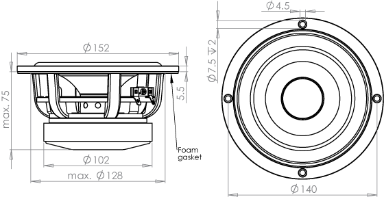 Loudspeaker Driver Dimensions and Measurements - all dimensions in mm (approx.)