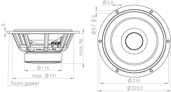 Loudspeaker Driver Dimensions and Measurements - all dimensions in mm (approx.)